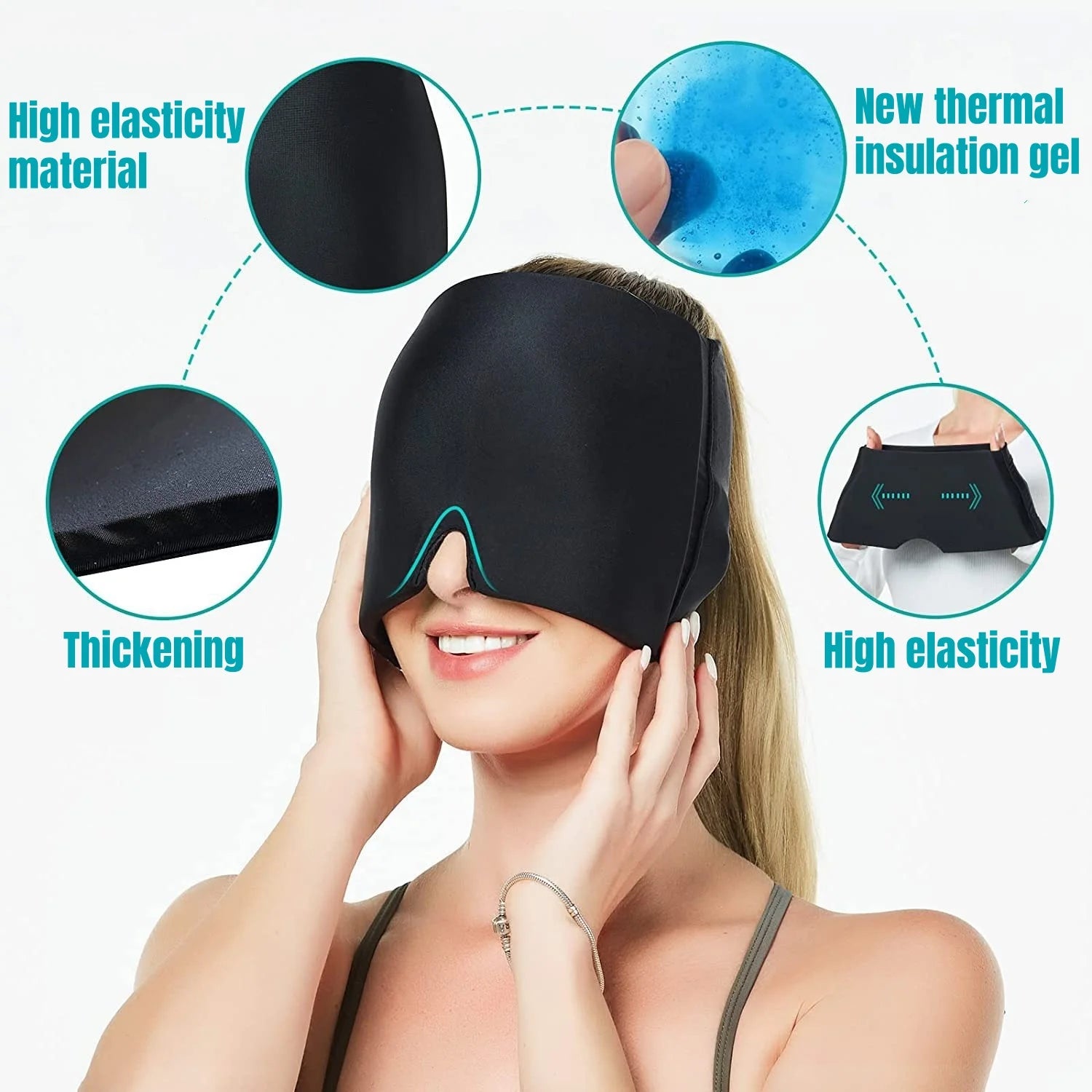Migraine Relief Hat headache hat Gel Hot Cold Therapy Ice Cap For Relieve Pain Ice Hat Eye Mask Stress Pressure Pain Relief - WoodenCrew