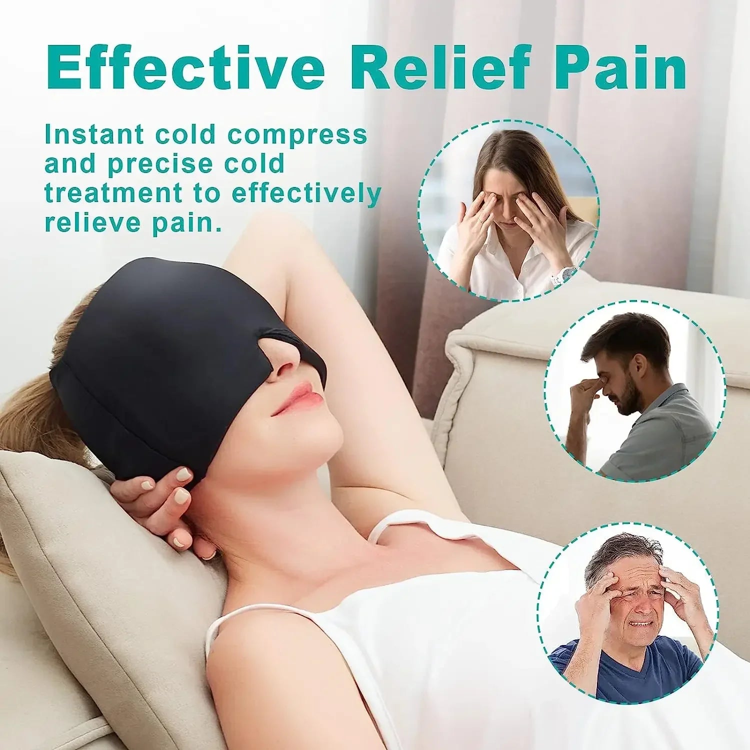 Migraine Relief Hat headache hat Gel Hot Cold Therapy Ice Cap For Relieve Pain Ice Hat Eye Mask Stress Pressure Pain Relief - WoodenCrew